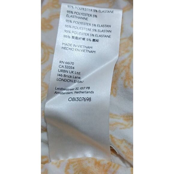 Free People womens medium ruched smocked mini skirt yellow pink - Picture 6 of 7